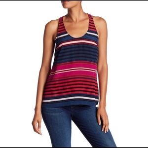 Joie Drew C Multi Striped Silk Racerback Tank Top